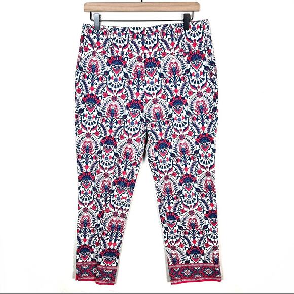 Loft pink and blue floral print straight leg casual Marisa pants size 4 B93 - Picture 1 of 6